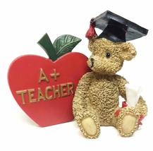 Home For ALL The Holidays Teacher Bear with Apple Figurine (Number 1) - £11.92 GBP