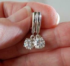 2.00Ct Round Cut Solitaire Diamond Drop Dangle Earrings in Solid 14k Whi... - £190.24 GBP