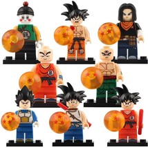 8pcs Dragon Ball Z Minifigures Goku Vegeta Krillin Android 17 Tien Shinhan  - £13.38 GBP