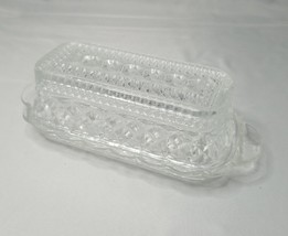 Anchor Hocking Wexford Diamond Pattern Butter Dish With Lid 7 7/8 inches - £11.43 GBP