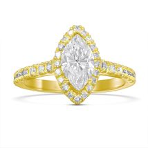 1.30 Ct Marquise Cut Diamond Wedding Engagement Ring 14k Yellow Gold Finish 925 - £76.73 GBP