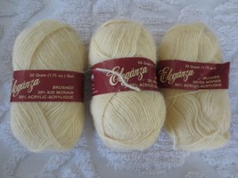 2-1/2--50g Brunswick ELEGANZA Brushed 20% Mohair 80% Acrylic #826 OFF-WHITE YARN - £9.56 GBP