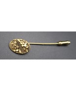 Art Nouveau Style Vintage Flower Stick Pin Brooch Gold Tone Oval - €12,89 EUR