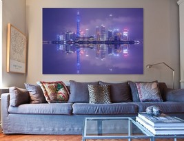 Night Shanghai Canvas Print Shanghai Skyline Chinese Canvas Art Shanghai Wall De - £39.16 GBP