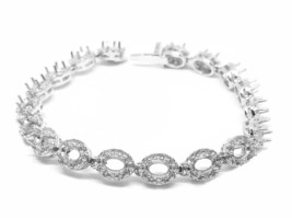 4x6MM Oval Racimo Pulsera 925 Plata 4x6 MM Ovalado Espacios en Blanco Mo... - $73.87+