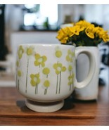 Vintage 70s Japan Takahashi Pedestal Coffee Mug White Green MCM Mod Dais... - $27.39