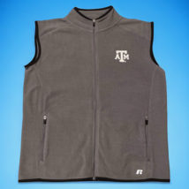 Texas Aggies ATM Mens Large Gray Breast Logo Full Zip Fleece Vest Gameday - $24.95