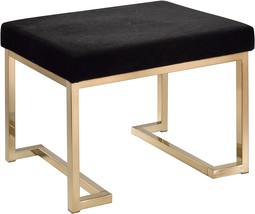 Black Fabric And Champagne Leather Acme Boice Ottoman From Acme, One Size. - $153.97