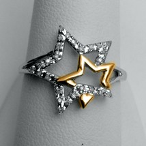 0.25CT Redondo Birlliant Corte Moissanita 14K Dos Tonos Oro Chapado Promise Star - £97.67 GBP