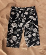 NWT Sun Bay Black Seashell Starfish Ocean Summer Motif Capri Pants SIZE ... - $24.74