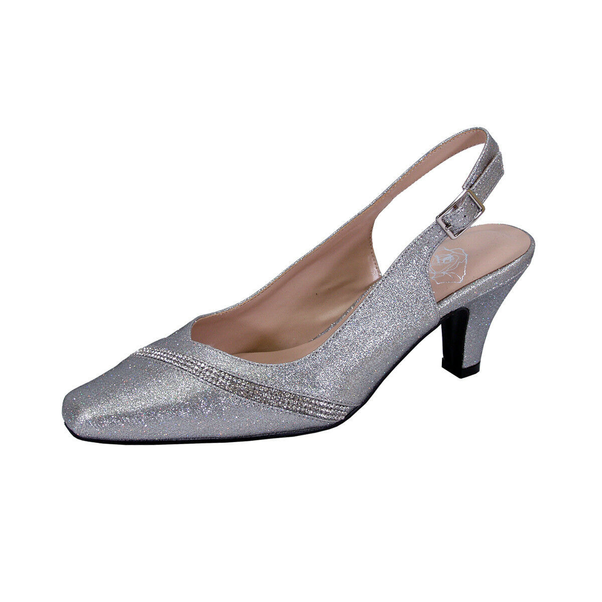 Primary image for  FLORAL Candice Women Wide Width Decorative Crystal Strip on Vamp Slingback 