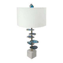 Blue And White Agate Slice Table Lamp Marble Base For Homes - $237.08