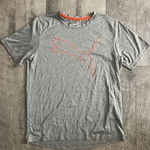 Puma Mens Heather Gray Orange Graphic Logo Short Sleeve Active T-Shirt S... - $11.87