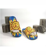 Adidas x Hot Wheels Blue Yellow Logo Monogram Pool Slides Shoes Mens 11 NIB - €93,56 EUR