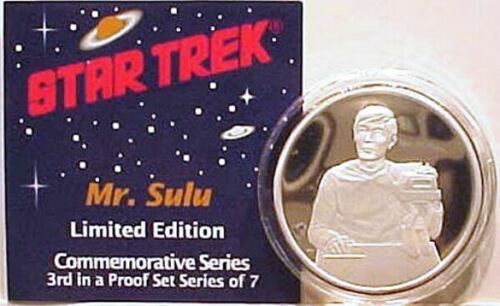 Classic Star Trek Sulu 1 Oz Pure Silver Proof Coin 1989, NEW MINT IN BOX - £61.87 GBP