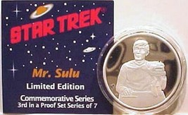 Classic Star Trek Sulu 1 Oz Pure Silver Proof Coin 1989, NEW MINT IN BOX - £63.32 GBP