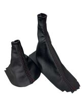For Mustang GT Shift &amp; Emergency Brake Boot - Black Leather, Custom Stit... - $64.00