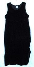 Dressing Clio Black Velour Long Dress Sleeveless Women Size Medium Side Slit - £19.68 GBP