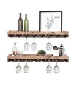 Wall Mounted Wine Glass Rack Walnut Modern and Space-Saving Design Home ... - $167.99