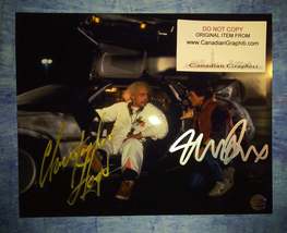 Michael J Fox &amp; Christopher Lloyd Hand Signed Autograph 8x10 Photo - £156.62 GBP