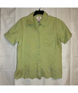 Quacker Factory Green Flamingo Palm Rhinestone Shirt Medium Short Sleeve - €18,82 EUR