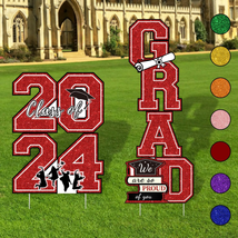 Graduation Yard Signs Class of 2024 Red&amp;Black Graduation Decorations - 4Pcs Wate - £21.89 GBP