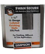 Simpson Strong-Tie T16N150FNB 1-1/2&quot; 16ga 316SS Straight Finish Nails 500ct - $58.37 CAD
