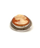 Vintage Signed Beau Sterling Carved Shell Victorian Female Cameo Oval Br... - $749.56 MXN