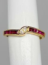 14K Yellow Gold Finish 1.20 Ct Princess Cut Ruby &amp; Diamond Women Wedding Ring - £85.21 GBP