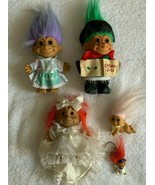 5 VTG Russ Troll dolls Grandma Bride Christmas Caroler Crawling Baby Key... - £34.79 GBP