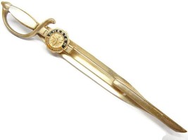 Sword Tie Bar Gold Tone Mother of Pearl Handle Necktie Suit Vintage - £19.77 GBP