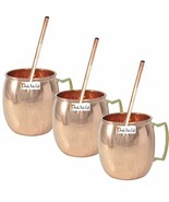Set of 3 - Prisha India Craft  Solid Copper Mug with Straw for Moscow Mu... - £29.23 GBP