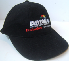 Daytona International Speedway Hat Black Budweiser Beer Strapback Baseball Cap - £10.69 GBP