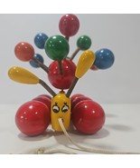 Vtg KOUVALIAS Wooden Plastic Banana Caterpillar Pull Toy Mfg Greece 1970&#39;s - €21,61 EUR
