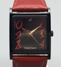 Fastrack Tank Watch Women 29mm Black Red Square Dial Leather Band New Battery - £23.48 GBP