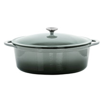 MegaChef 7 qts Oval Enameled Cast Iron Casserole in Gray - £67.82 GBP