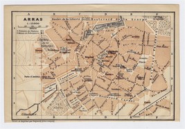 1919 Original Antique City Map Of Arras / PAS-DE-CALAIS / France - £16.85 GBP