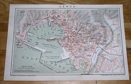 1900 Original Antique City Map Of Genoa / Genova / Liguria Italy - $23.51