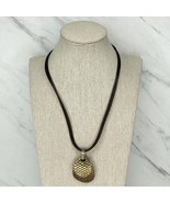 Chico’s Brown Leather Cord Animal Print Pendant Necklace - $12.86