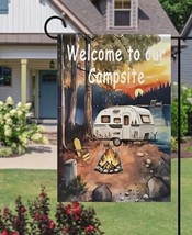 Welcome to our Campsite Double Sided Garden Flag ~ 12&quot; x 18&quot; ~ NEW! - £9.69 GBP