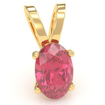 Pink Tourmaline Oval Solitaire Pendant In 14k Yellow Gold - £211.52 GBP