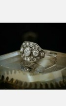 2.1Ct Rond Imitation Diamant Vintage Fiançailles Bague 14k Plaqué or Blanc - £94.07 GBP