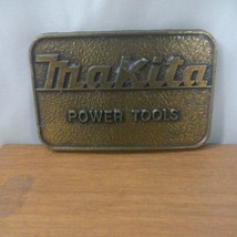 Vintage Makita Power Tools Brass Belt Buckle Usa Made Advervising Trucker - $16.82