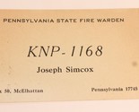 Vintage Ham Radio Card KNP 1168  Pennsylvania State Fire Warden - $7.91