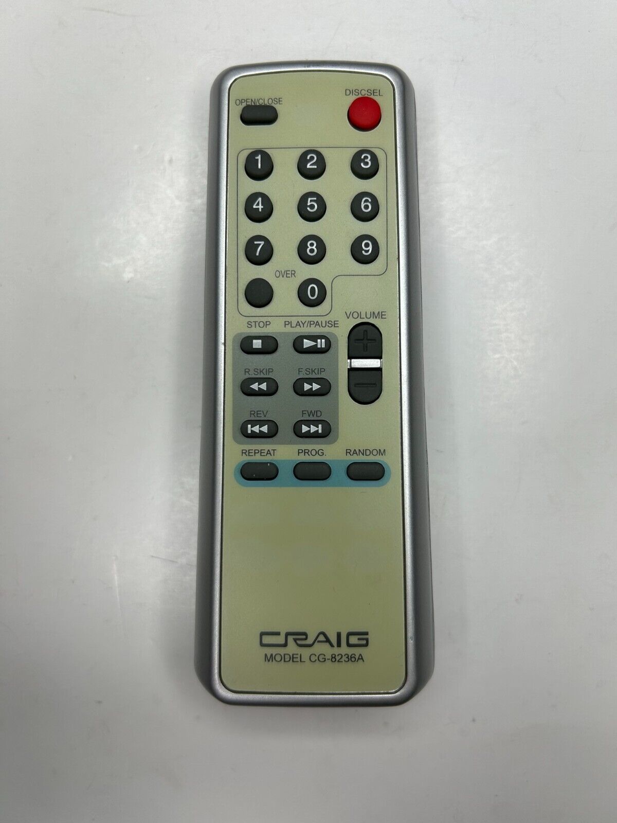 Craig CG-8236A Multi-Disc Karaoke System Remote Control, Silver - OEM  			