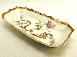 12&quot; Porcelain Relish Tray, Hand Painted Floral, Antique Porcelain, LS&amp;S Limoges - £31.29 GBP