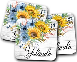 Personalized Sunflower Coasters, Custom Name Coaster, Farmhouse Coasters... - £3.97 GBP