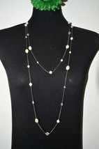 Extra Long Beaded Statement Necklace 60&quot; Chic Chain Faux Pearls Jewelry Crystals - £11.93 GBP