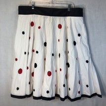 eShakti Size 2x 22W White w Red Navy Polka Dots Side Zipper Lined Skirt ... - £23.35 GBP