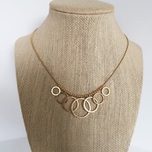 Lia Sophia gold tone necklace with overlapping hoops design - £11.78 GBP